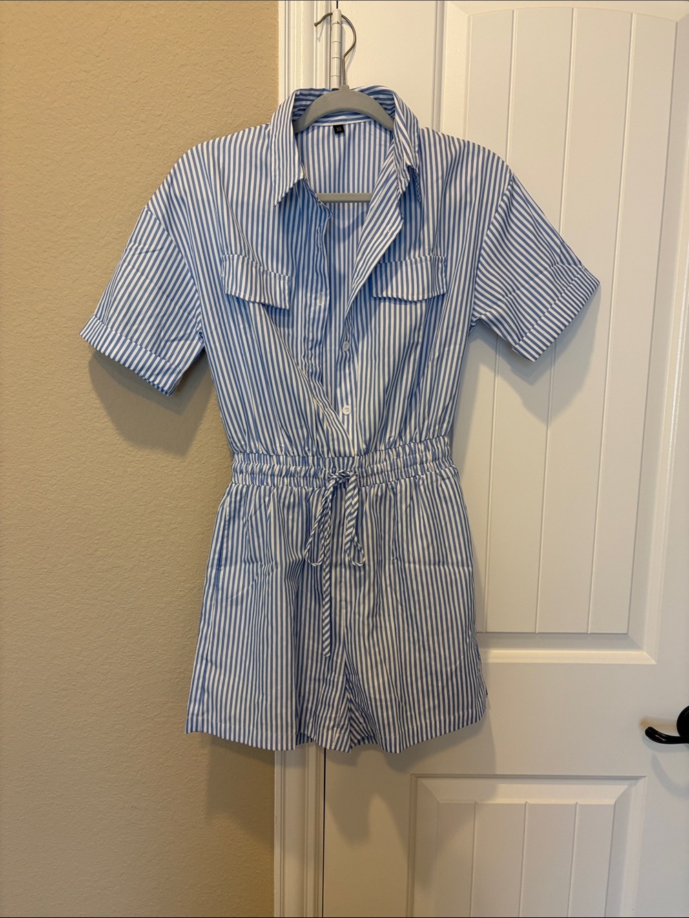 Blue & White Striped Romper